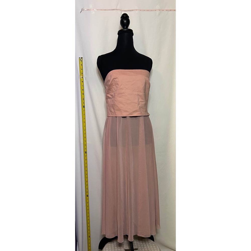 Dolan Anthropologie Left Coast Collection Strapless Maxi Dress Pink Mesh Size M